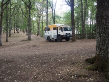 unser Stellplatz im Wald bei Bono