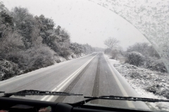ein bisschen Schnee in Griechenland bei der Rückfahrt